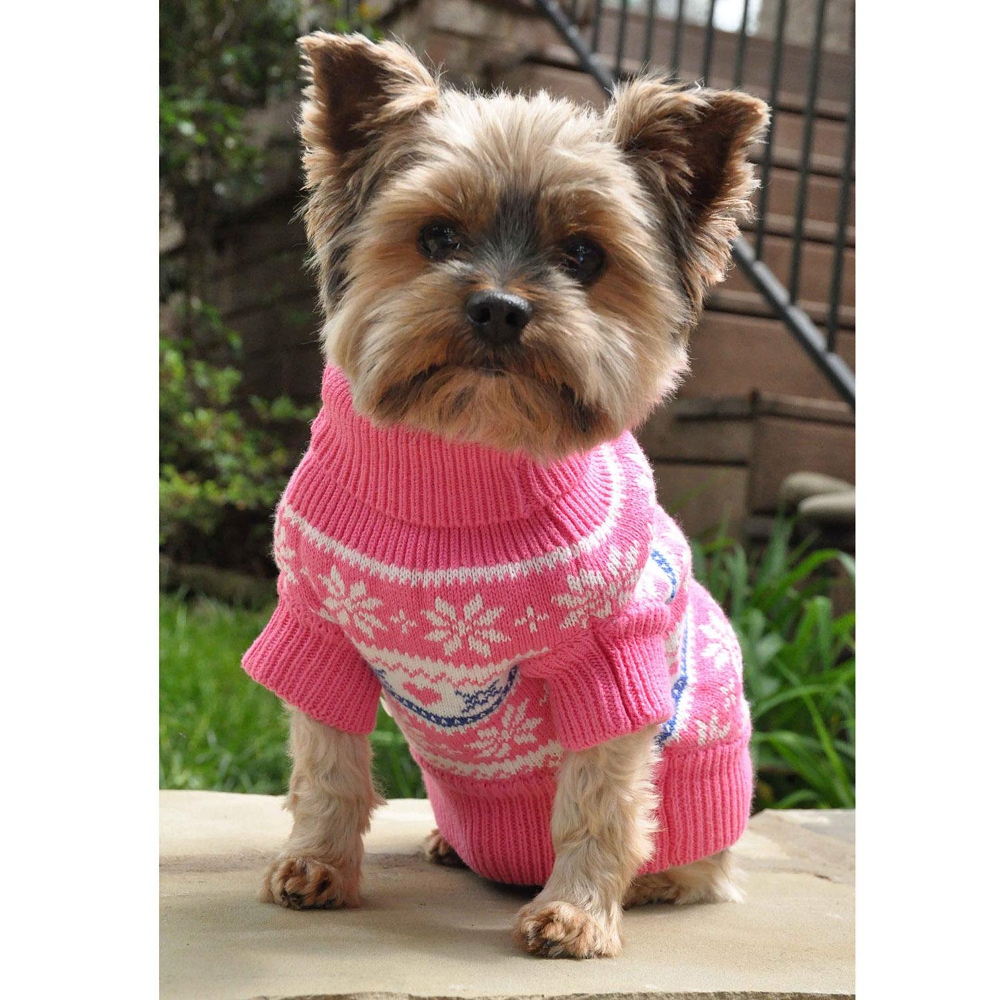 Combed Cotton Snowflake and Hearts Dog Sweater