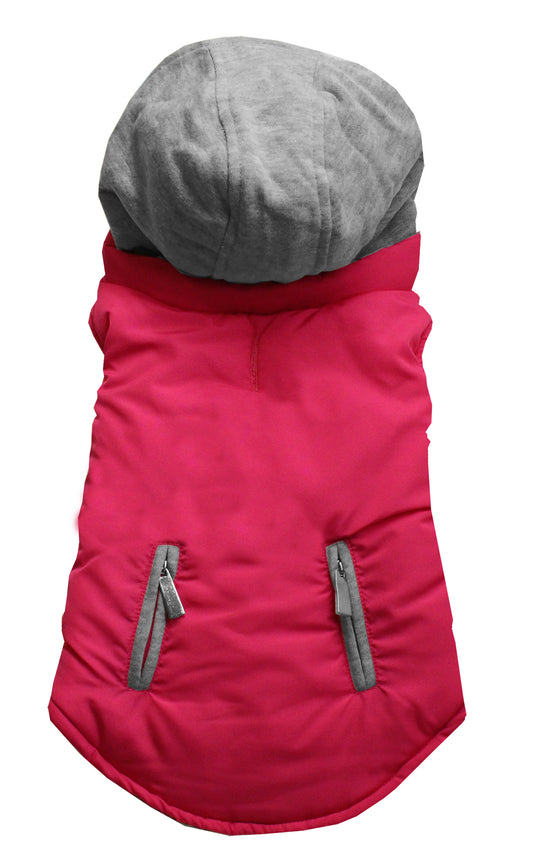 Pink Reversible Hooded Pet Coat