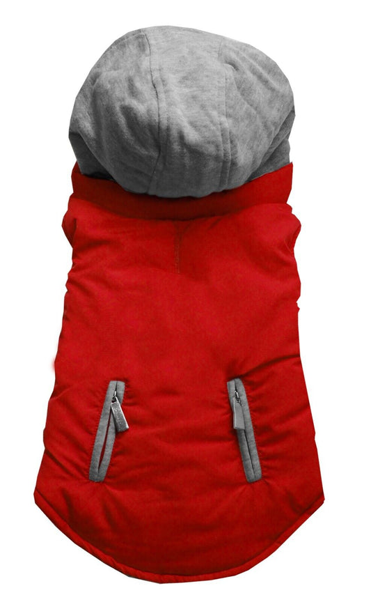 Red Reversible Hooded Pet Coat