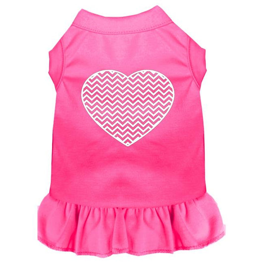 Chevron Heart Dress - Bright Pink