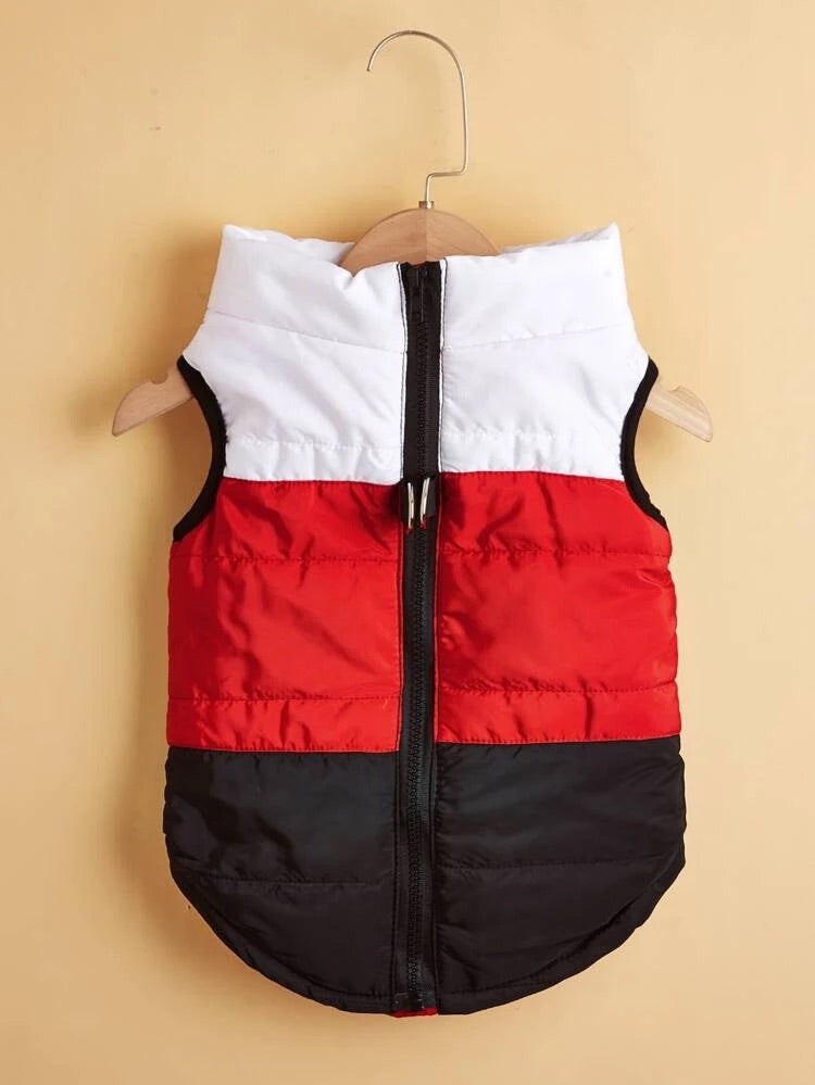 Red, Black and White Color block Jacket
