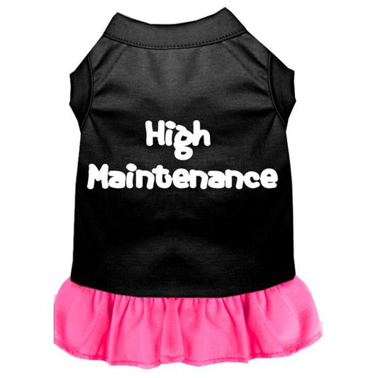 High Maintenance Dress Black with Bright Pink