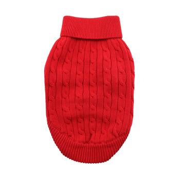 Fiery Red Cable Knit Sweater