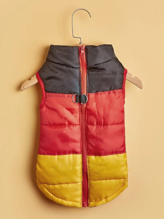 Red, Yellow And Black Color block Jacket