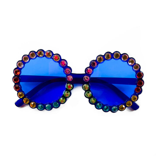 Blue Bedazzled Sunglasses