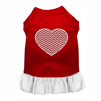 Chevron Heart Dress - Red with White